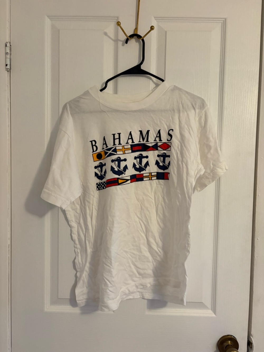 Bahamas Nautical Graphic Tee - White with Navy & Red Flags